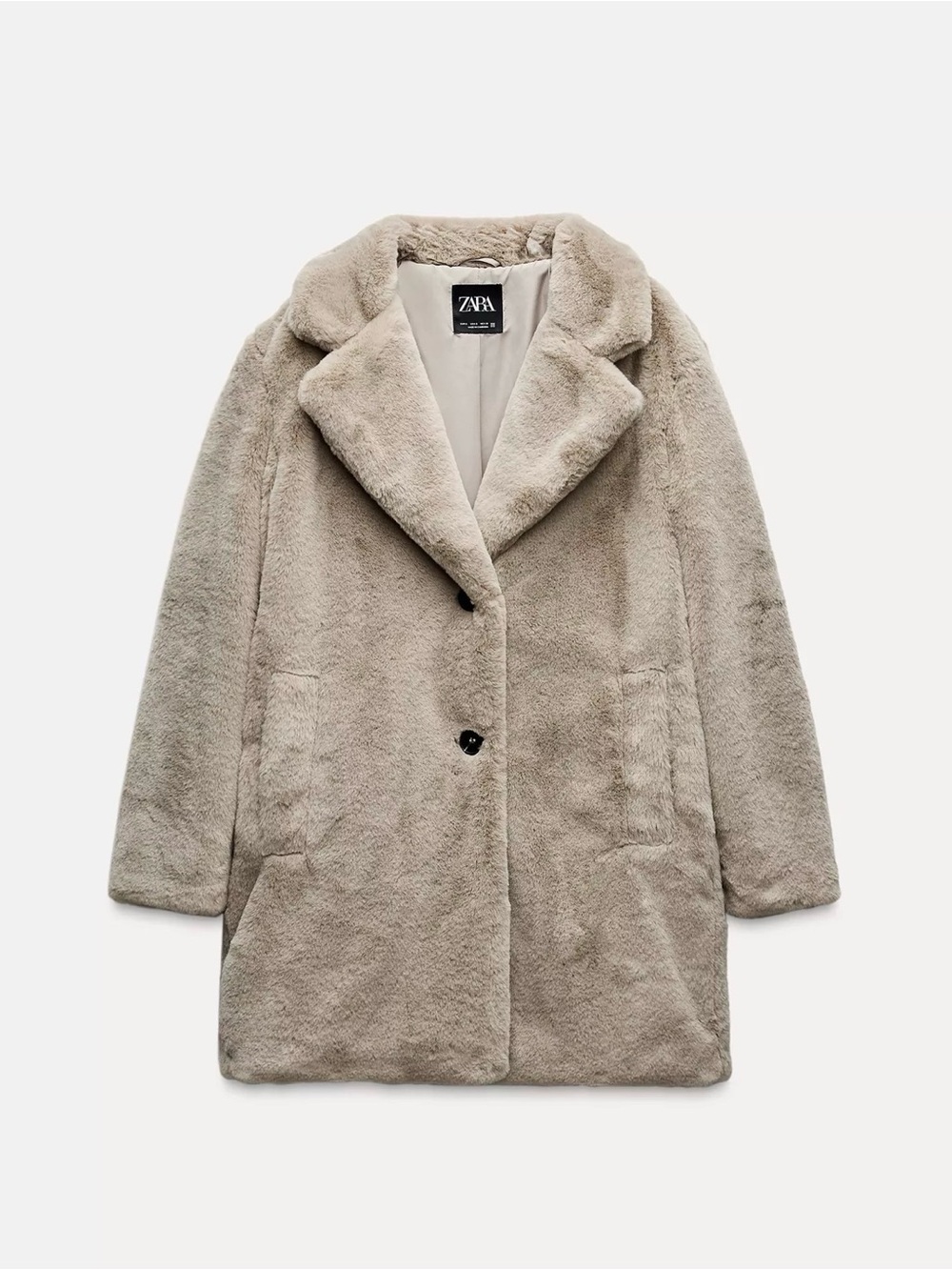 ZARA sz M Taupe Plush Teddy Jacket
